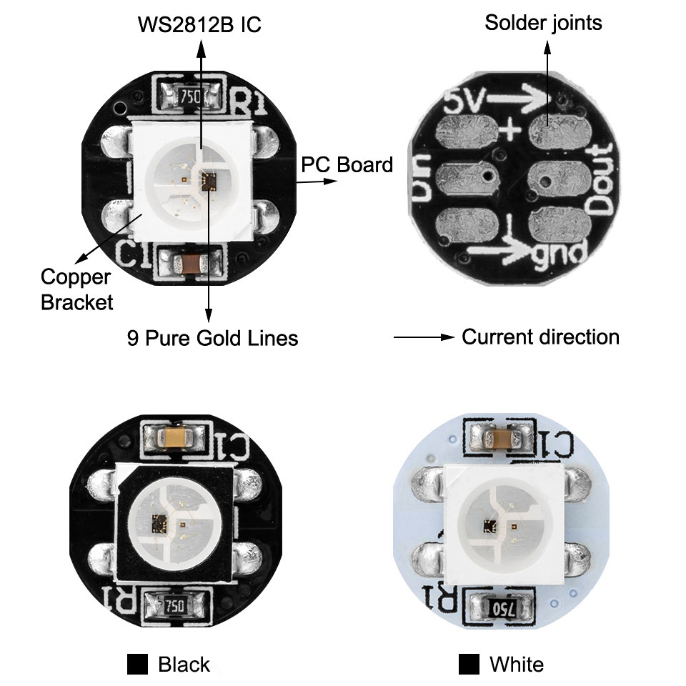 SK6812/WS2812B RGB RGBW/WW/WWA 5050 SMD Digital Intelligent Addressable LED Chip into PCB Board ,DIY LED Chip, 100PCS By Sale